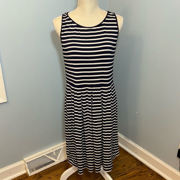 Lauren Ralph Lauren navy white stripped women’s large strapless sun dress - Picture 1 of 7